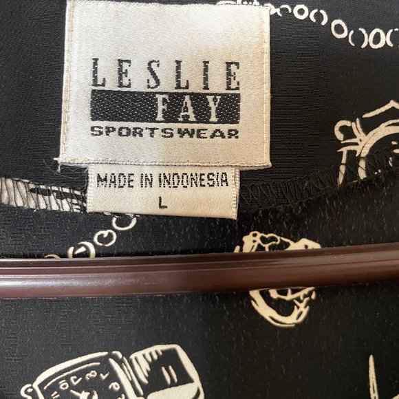 Leslie Fay Sportswear Button Vest Size Large Black Background with Cream Images - Picture 5 of 10